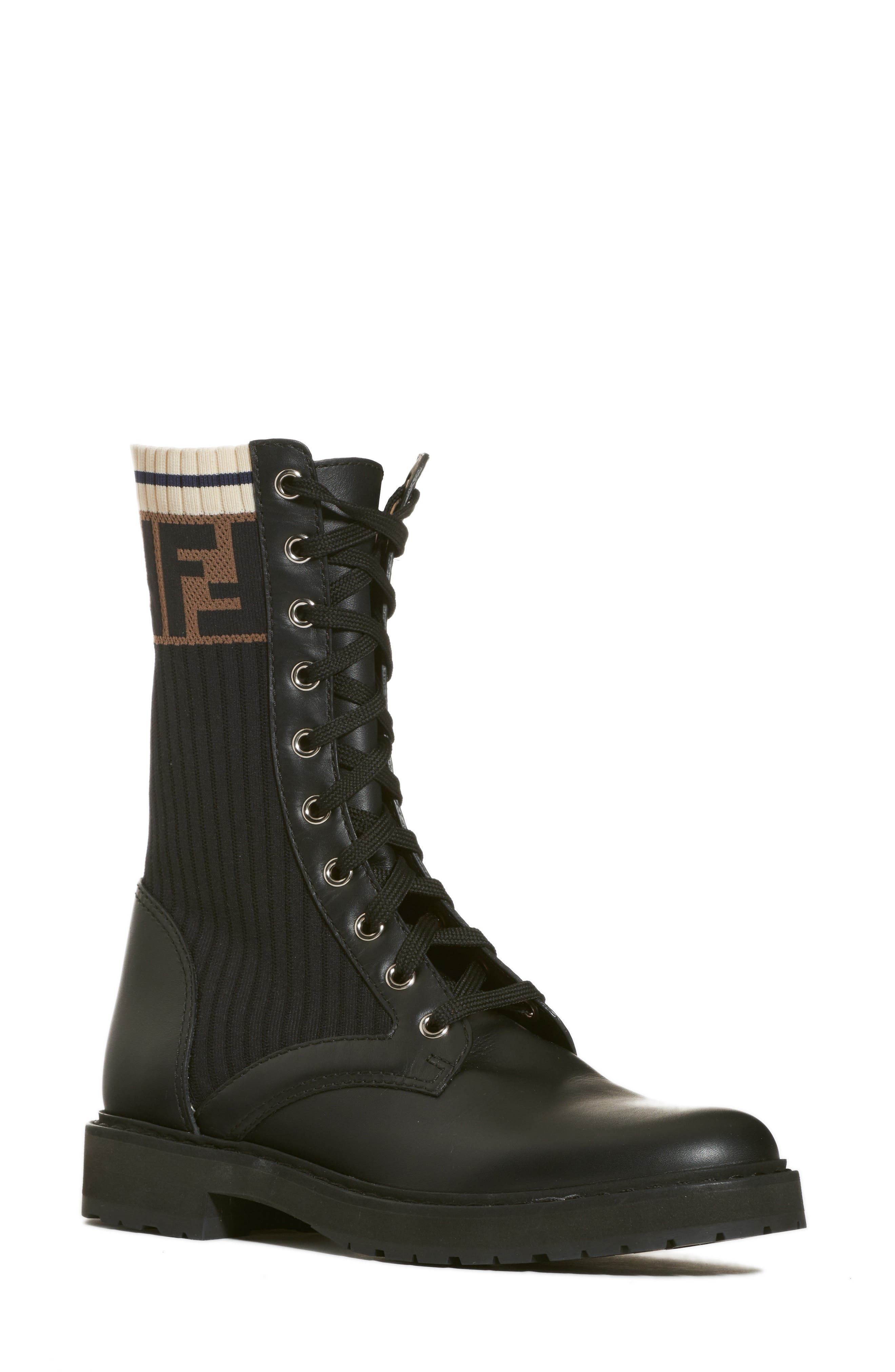 fendi black and white boots