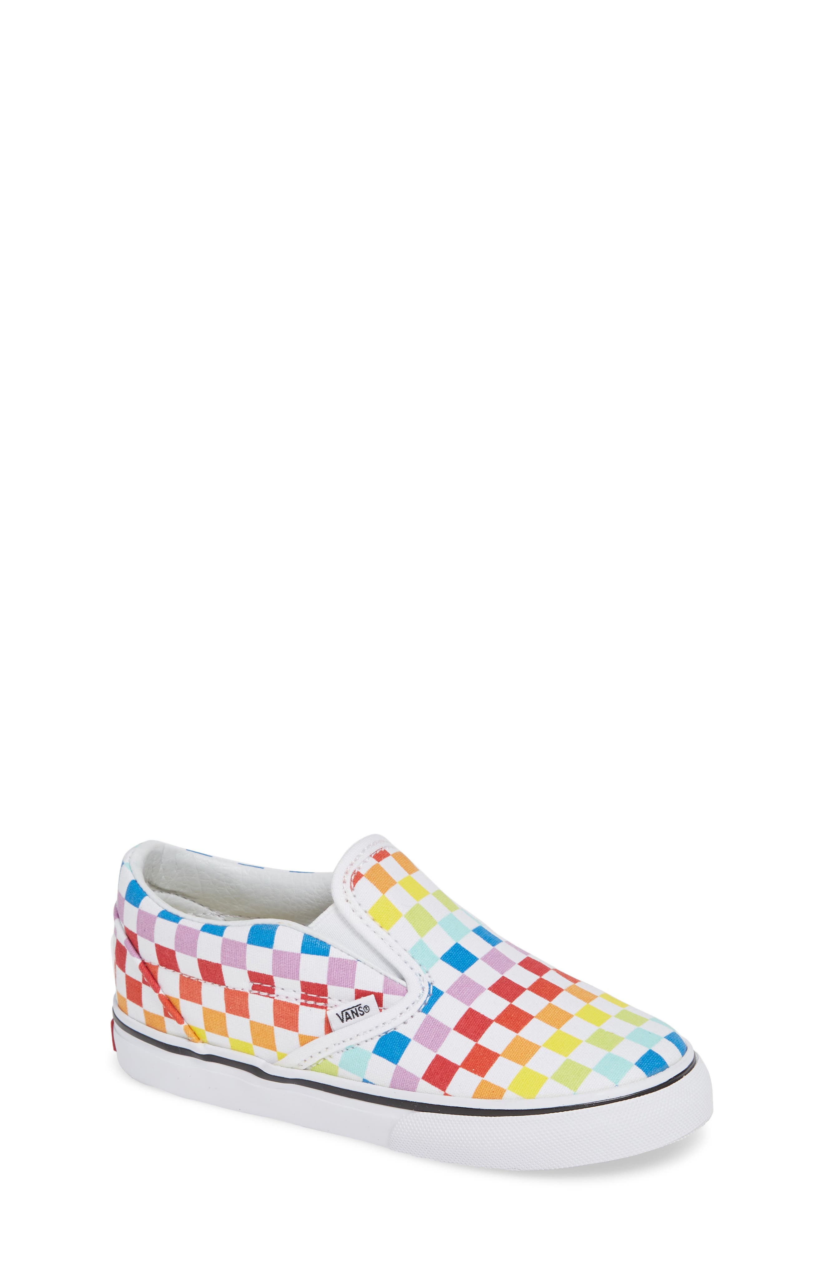 blue and pink checkered vans