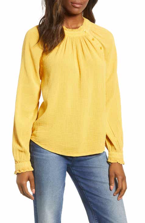 Womens yellow tops blouses