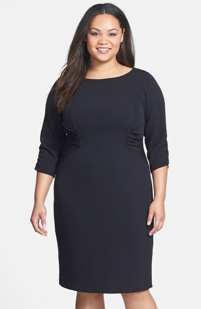 Adrianna Papell Side Ruched Crepe Sheath Dress (Plus Size) | Nordstrom