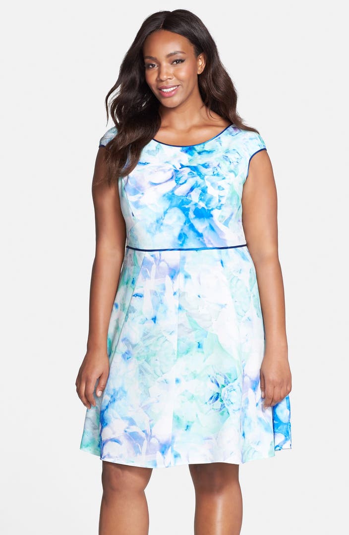 Julia Jordan Watercolor Fit & Flare Dress (Plus Size) | Nordstrom