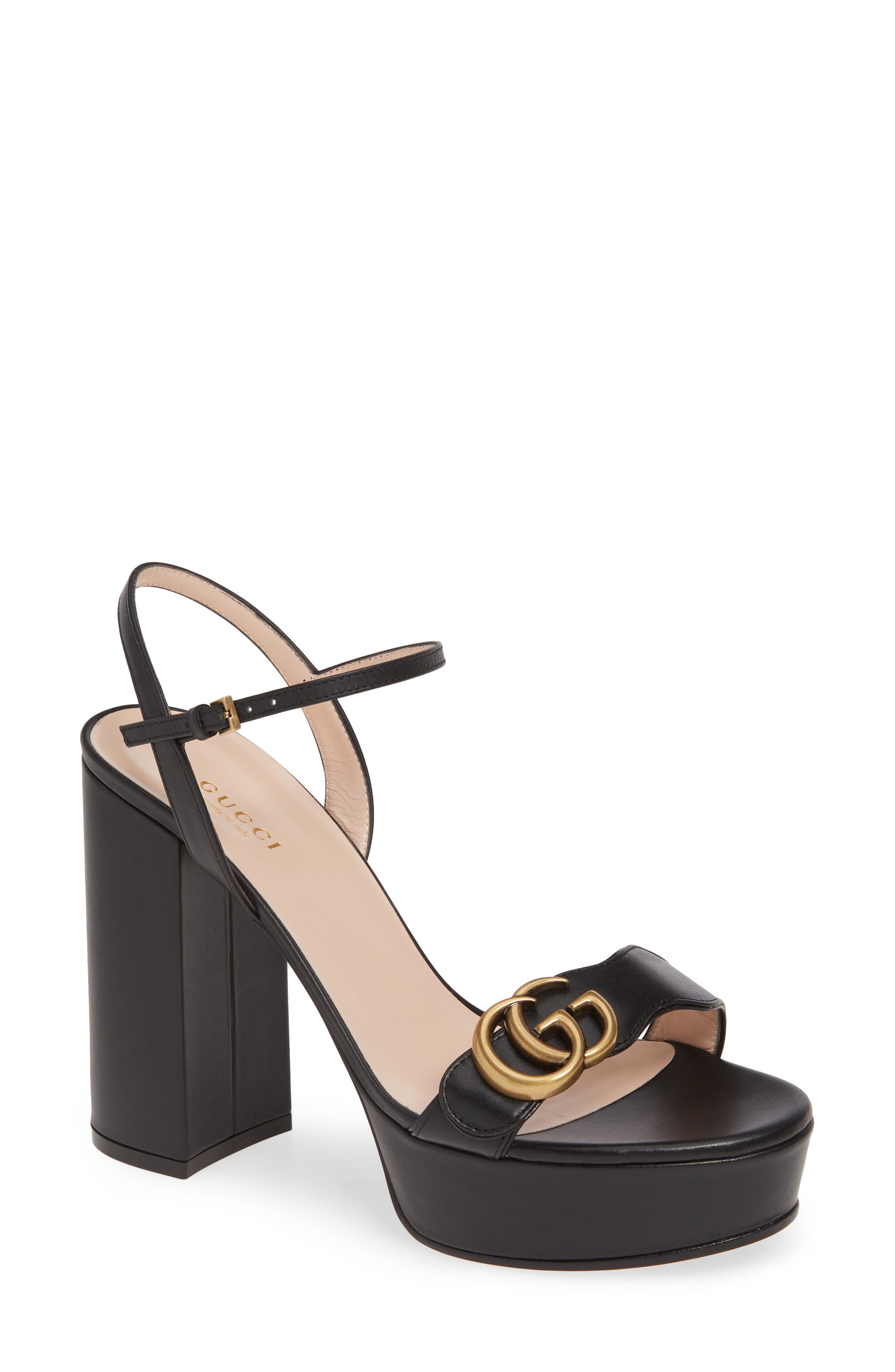gucci black block heels