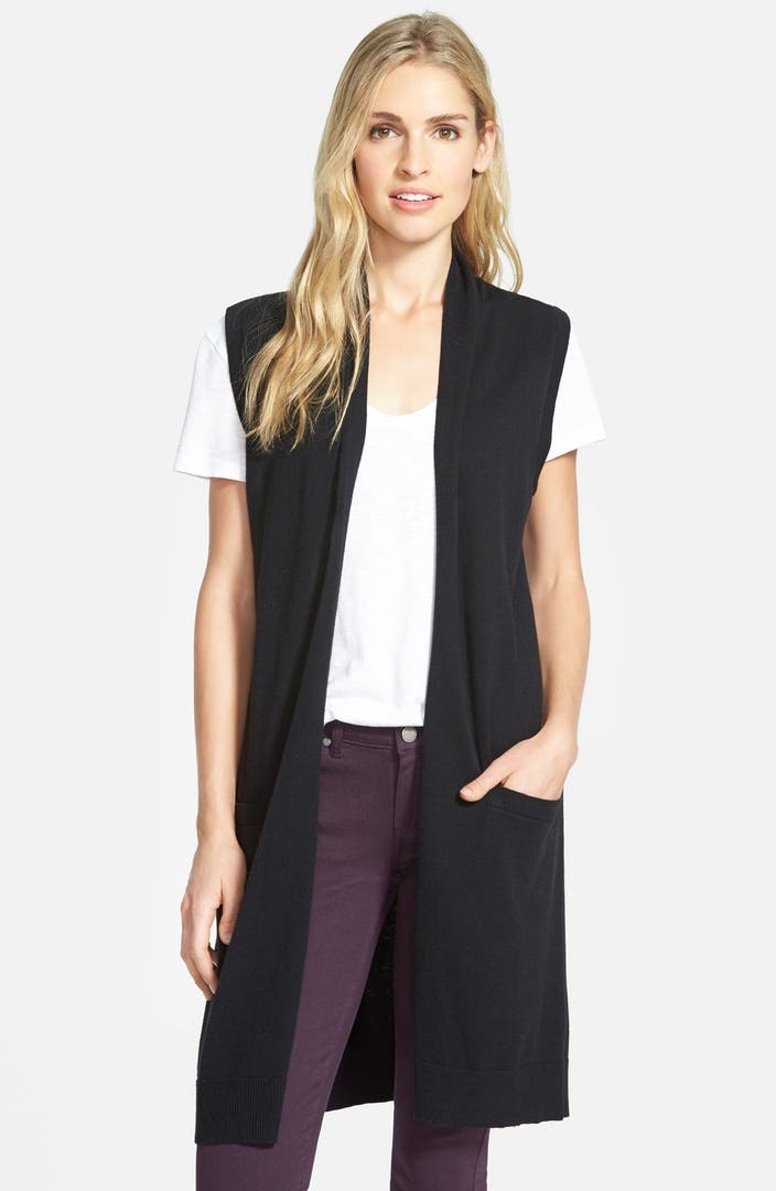 Halogen® Long Open Front Sweater Vest (Regular & Petite) | Nordstrom