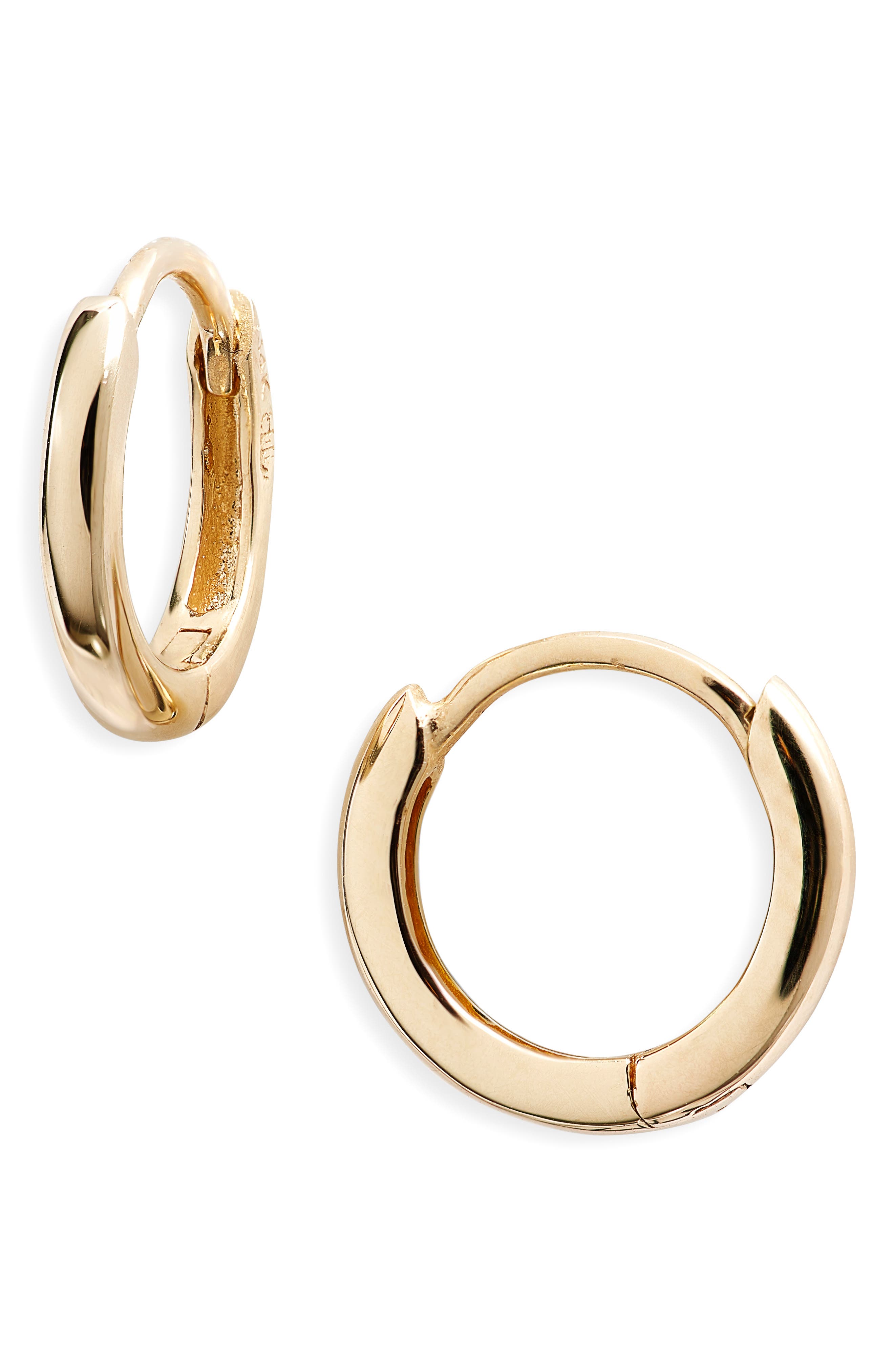 EG34 T&T 14K Gold GP Stainless Steel Thick Hoop Earrings With CZ 