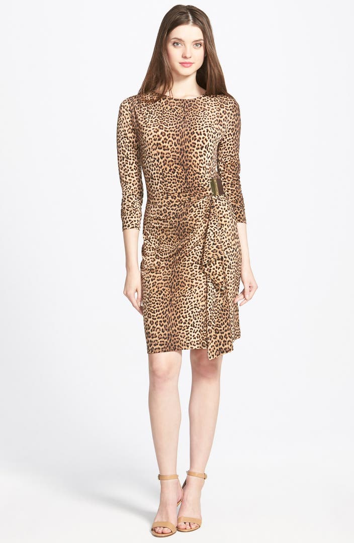 MICHAEL Michael Kors Leopard Print Logo Plate Jersey Dress (Regular ...
