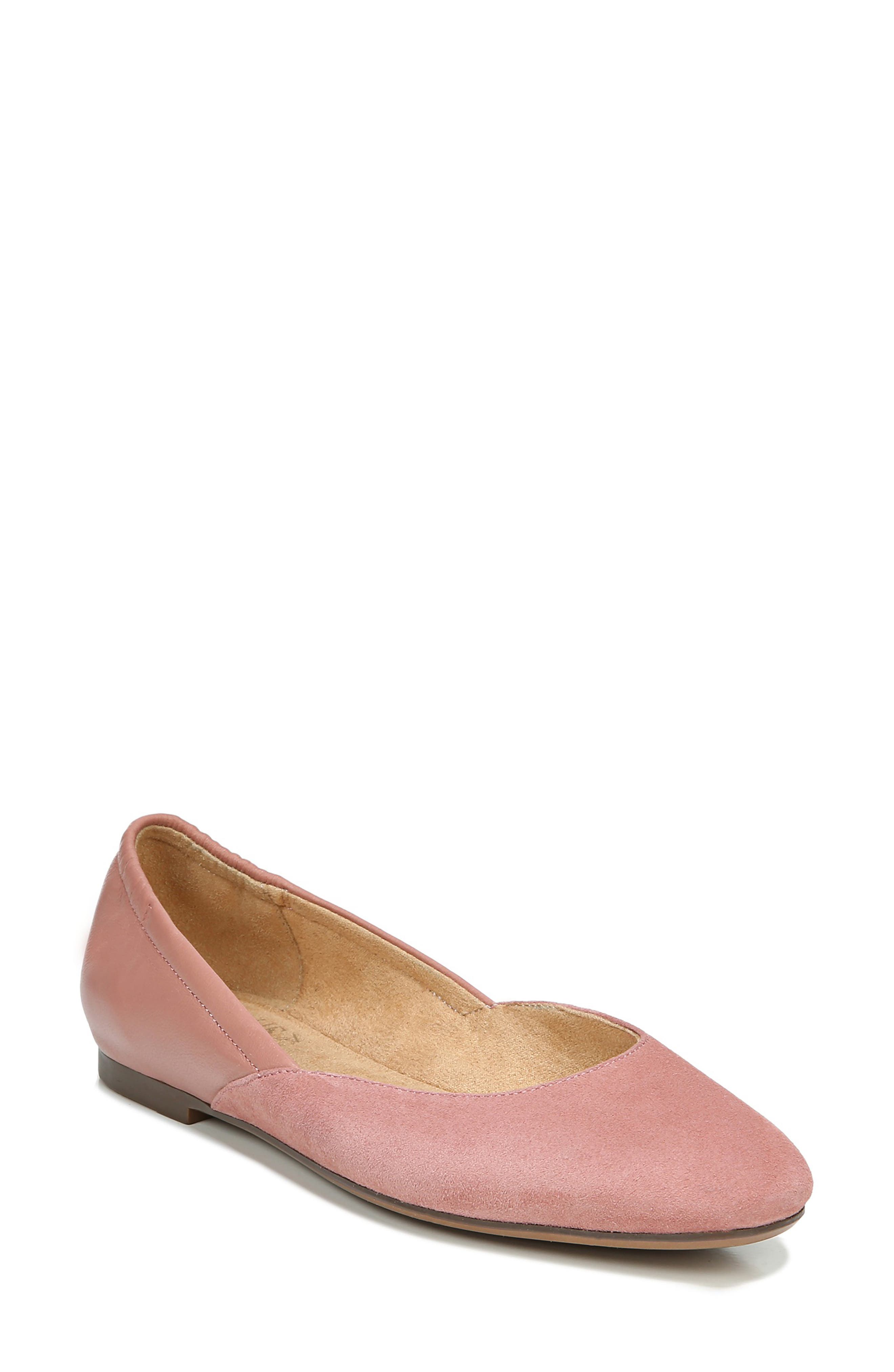 pink leather flats womens