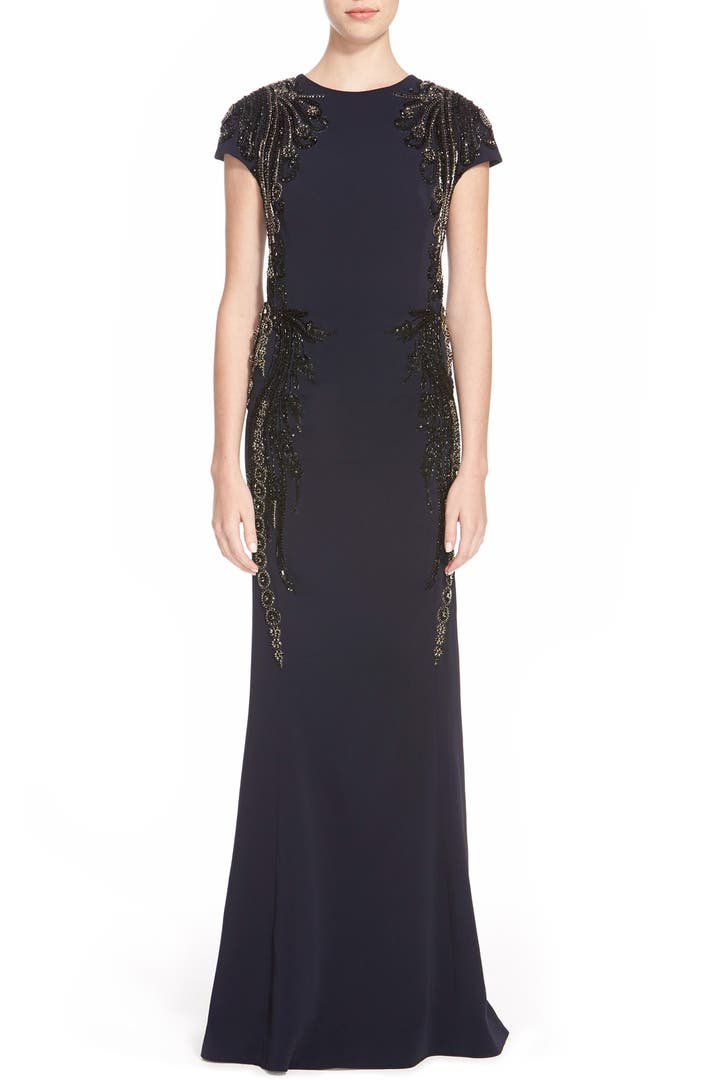 St. John Collection Hand Beaded Classic Cady Gown | Nordstrom