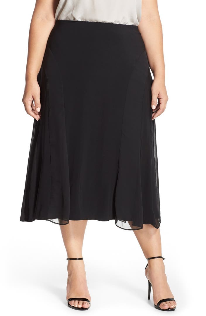 Alex Evenings Chiffon Detail Tea Length Skirt Plus Size Nordstrom