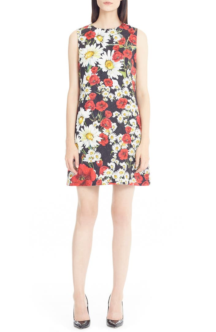 Dolce&Gabbana Poppy & Daisy Print Brocade Shift Dress | Nordstrom