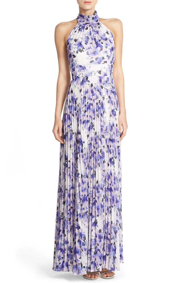 Eliza J Floral Chiffon Halter Maxi Dress | Nordstrom