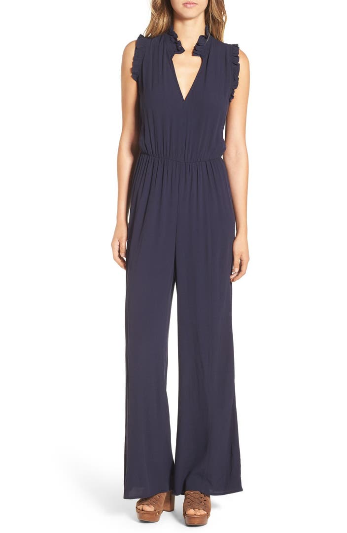 Leith Ruffle Neck Jumpsuit | Nordstrom