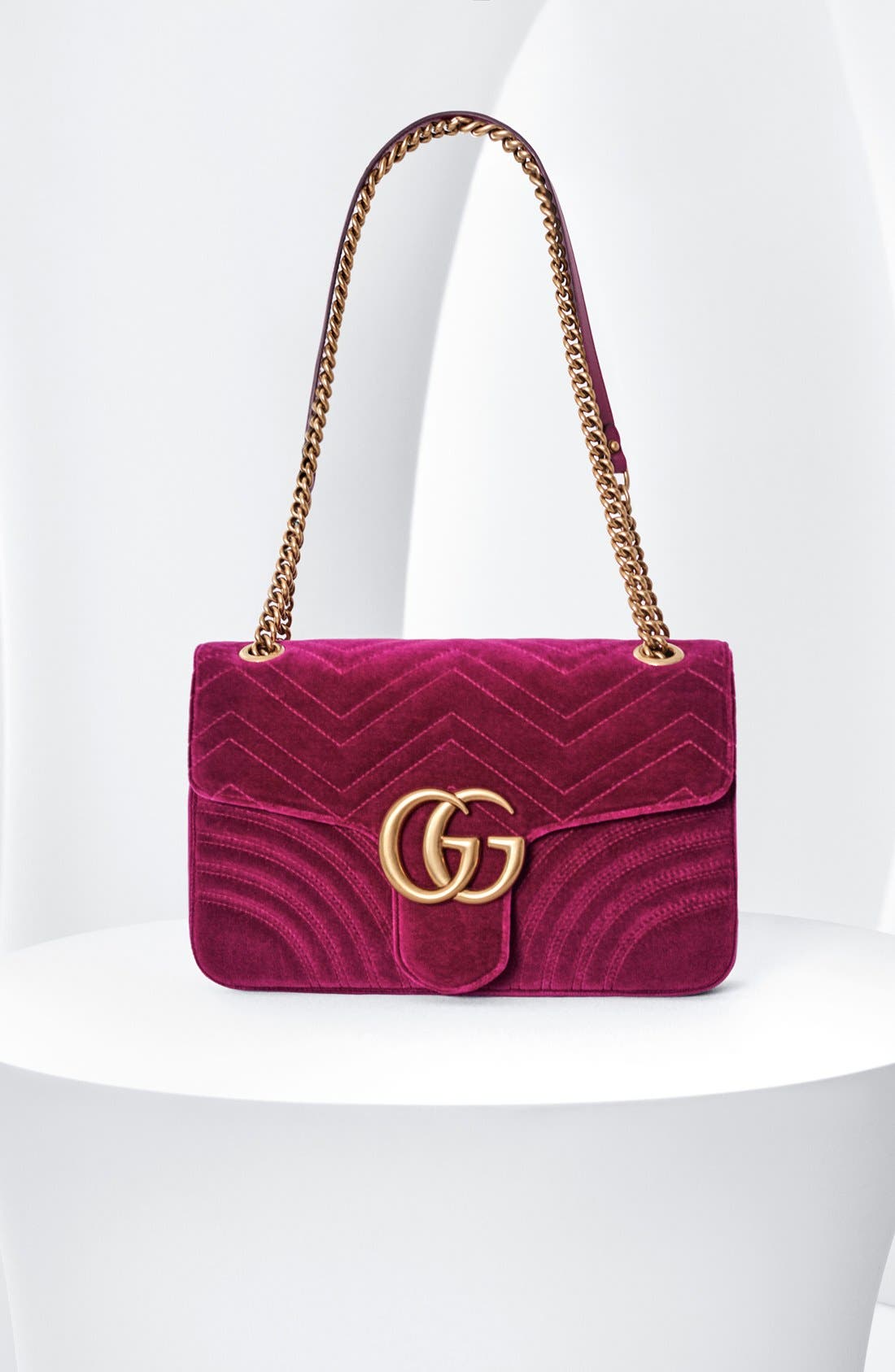 GUCCI Gg Marmont 2.0 Suede Shoulder Bag, Fuchsia , Red/Brown | ModeSens