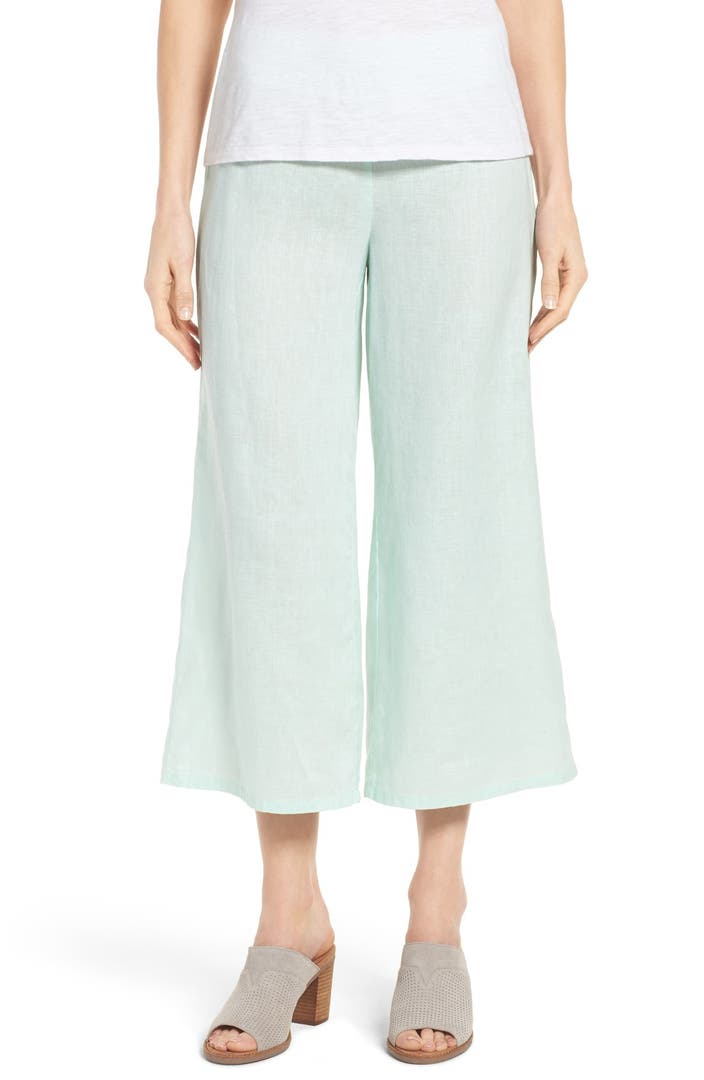Eileen Fisher Wide Leg Organic Linen Crop Pants | Nordstrom