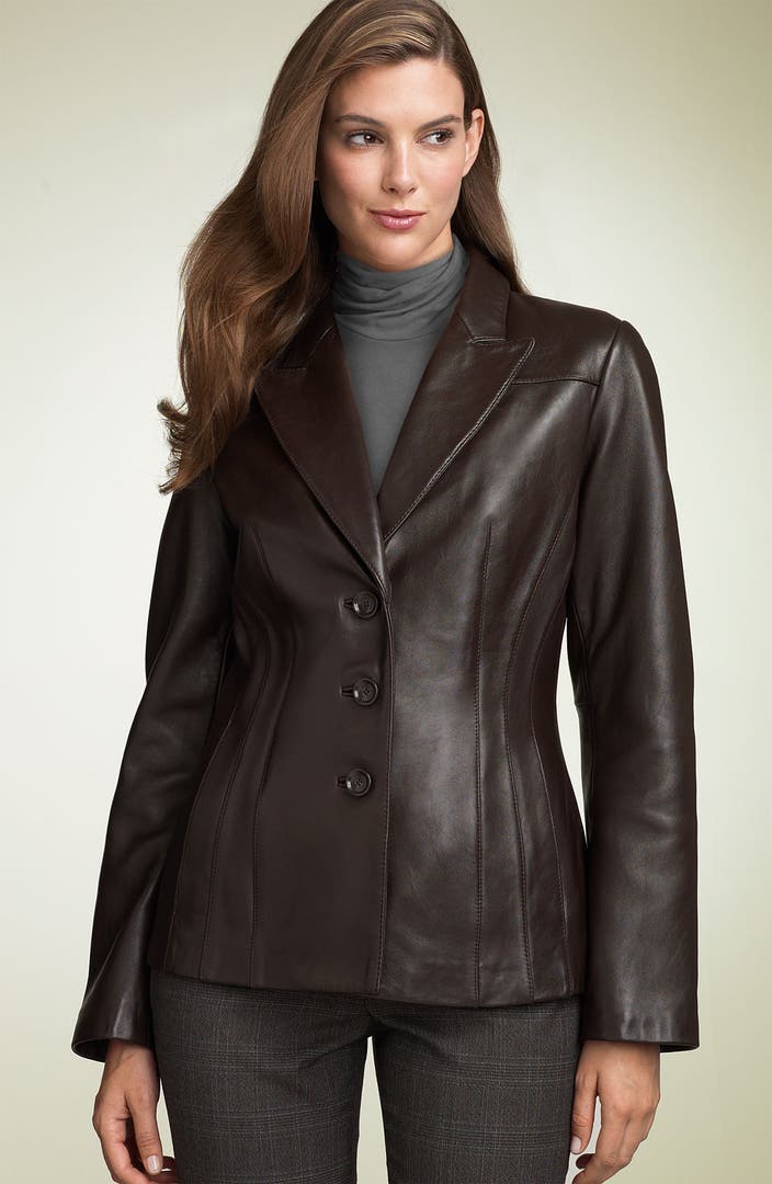 Jones New York Vertical Seam Leather Blazer | Nordstrom