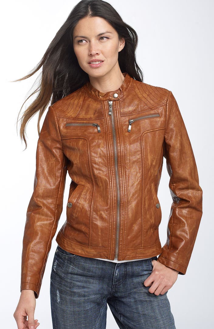 Ashley B Distressed Faux Leather Jacket | Nordstrom