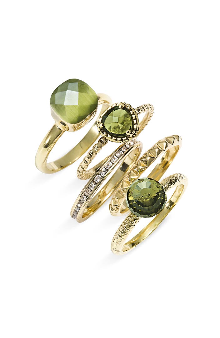 Ariella Collection Multi Stone Stackable Rings (Set of 5) | Nordstrom