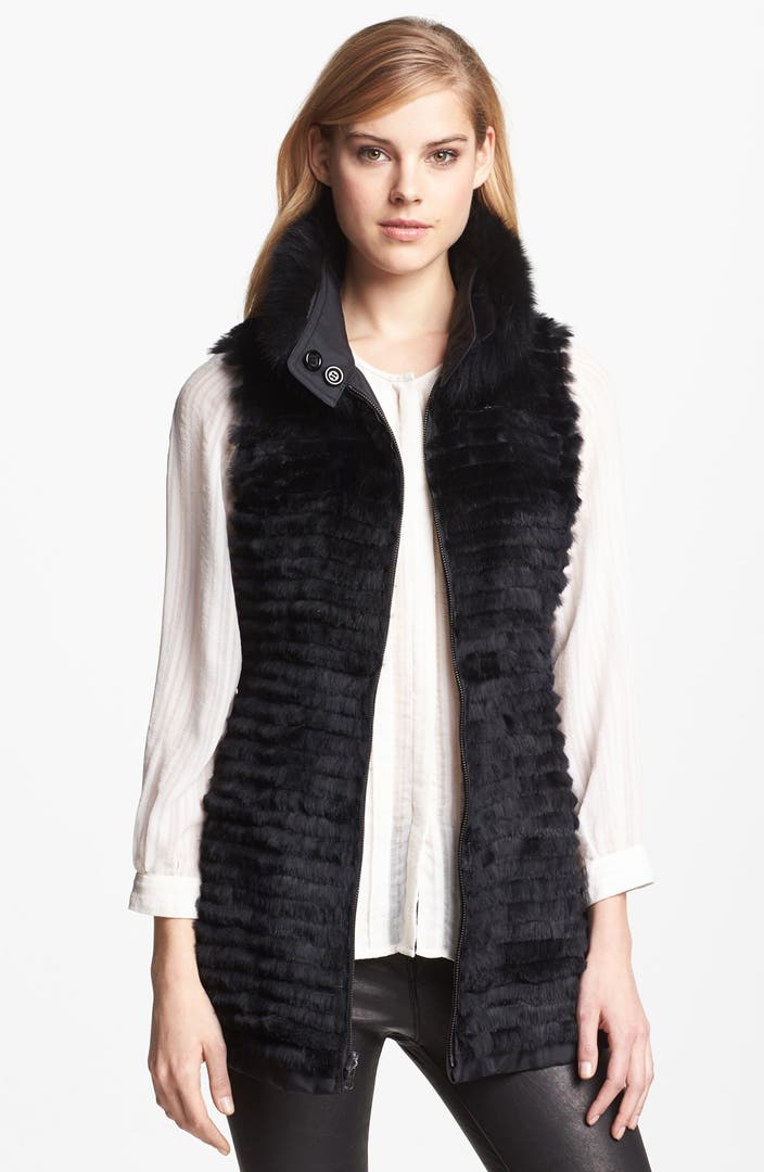 George Simonton Couture Genuine Rabbit & Fox Fur Reversible Vest ...