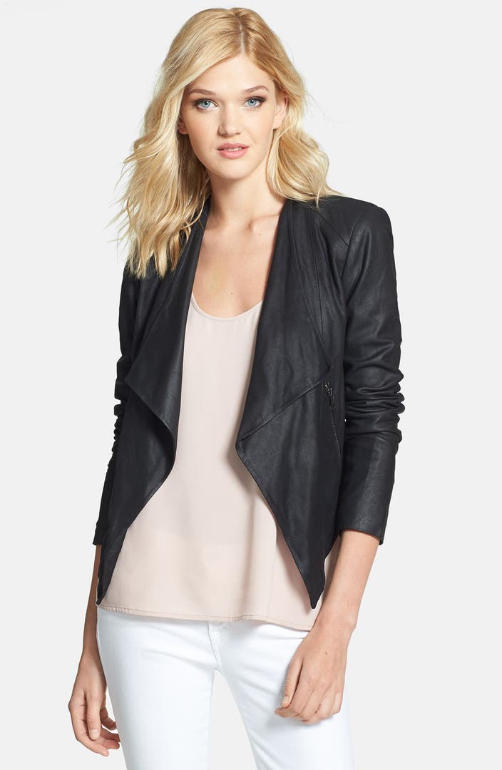 BB Dakota 'Chanelle' Drape Front Leather Jacket | Nordstrom