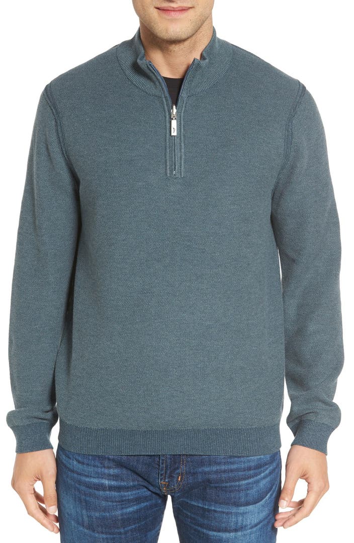 Tommy Bahama Make Mine a Double Reversible Quarter Zip Sweater (Big ...
