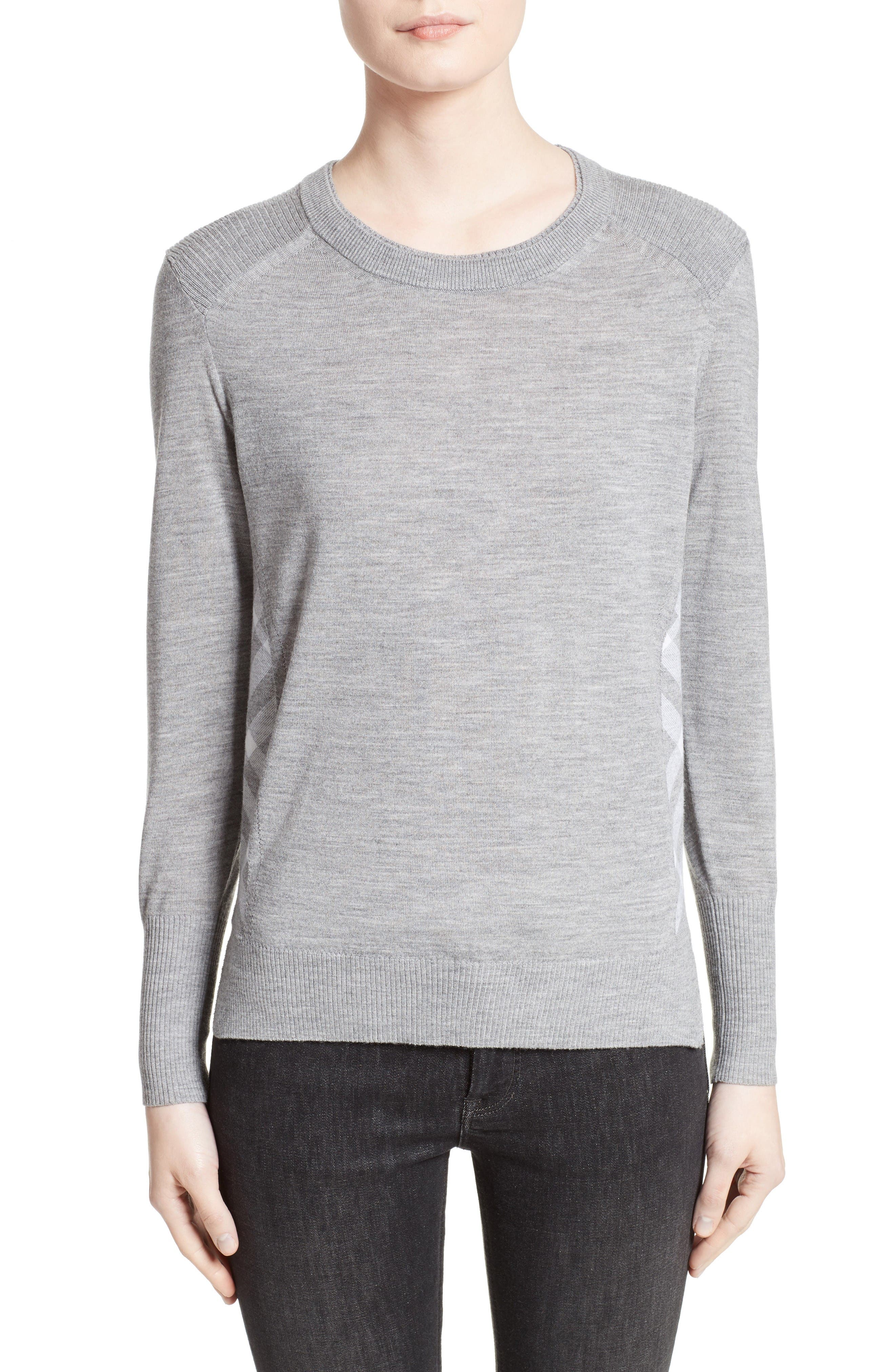 Burberry Pondhead Merino Wool Sweater In Mid Grey Melange | ModeSens
