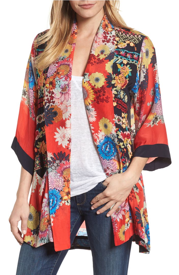 Johnny Was Mishka Embroidered Silk Kimono | Nordstrom