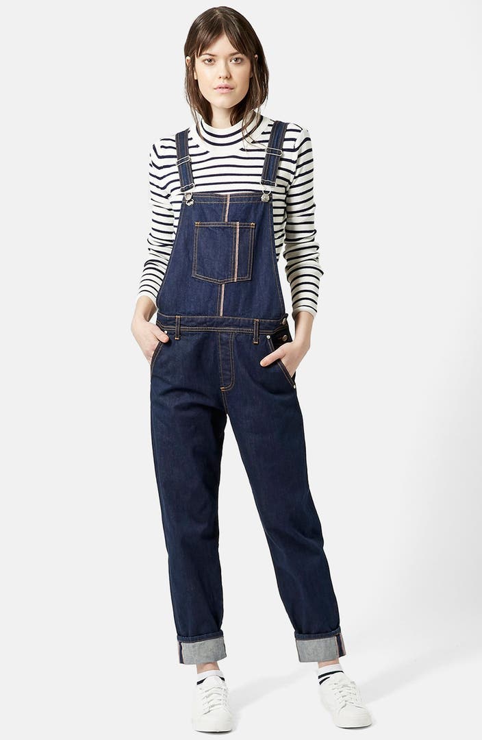 Topshop Moto Selvedge Denim Overalls (Mid Denim) | Nordstrom