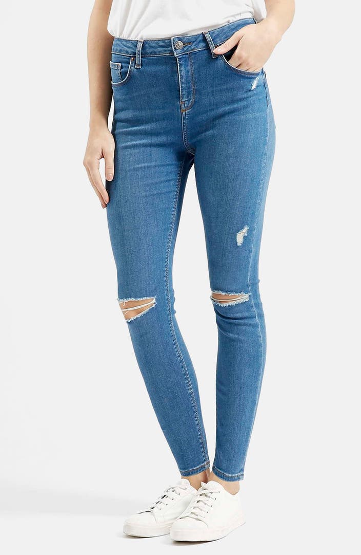Topshop Moto 'Jamie' High Rise Skinny Jeans (Mid Denim) (Regular ...