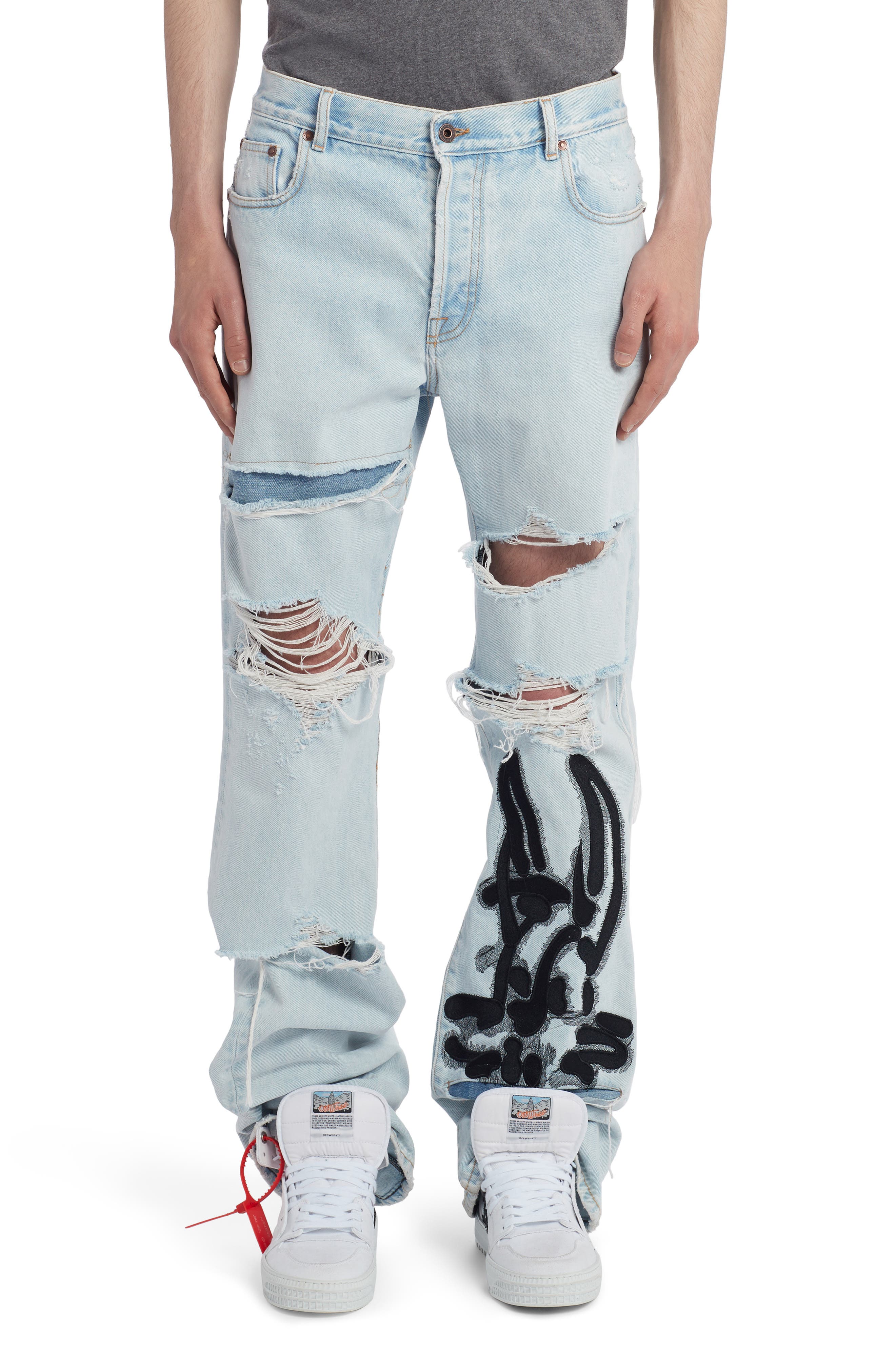 off white ripped jeans