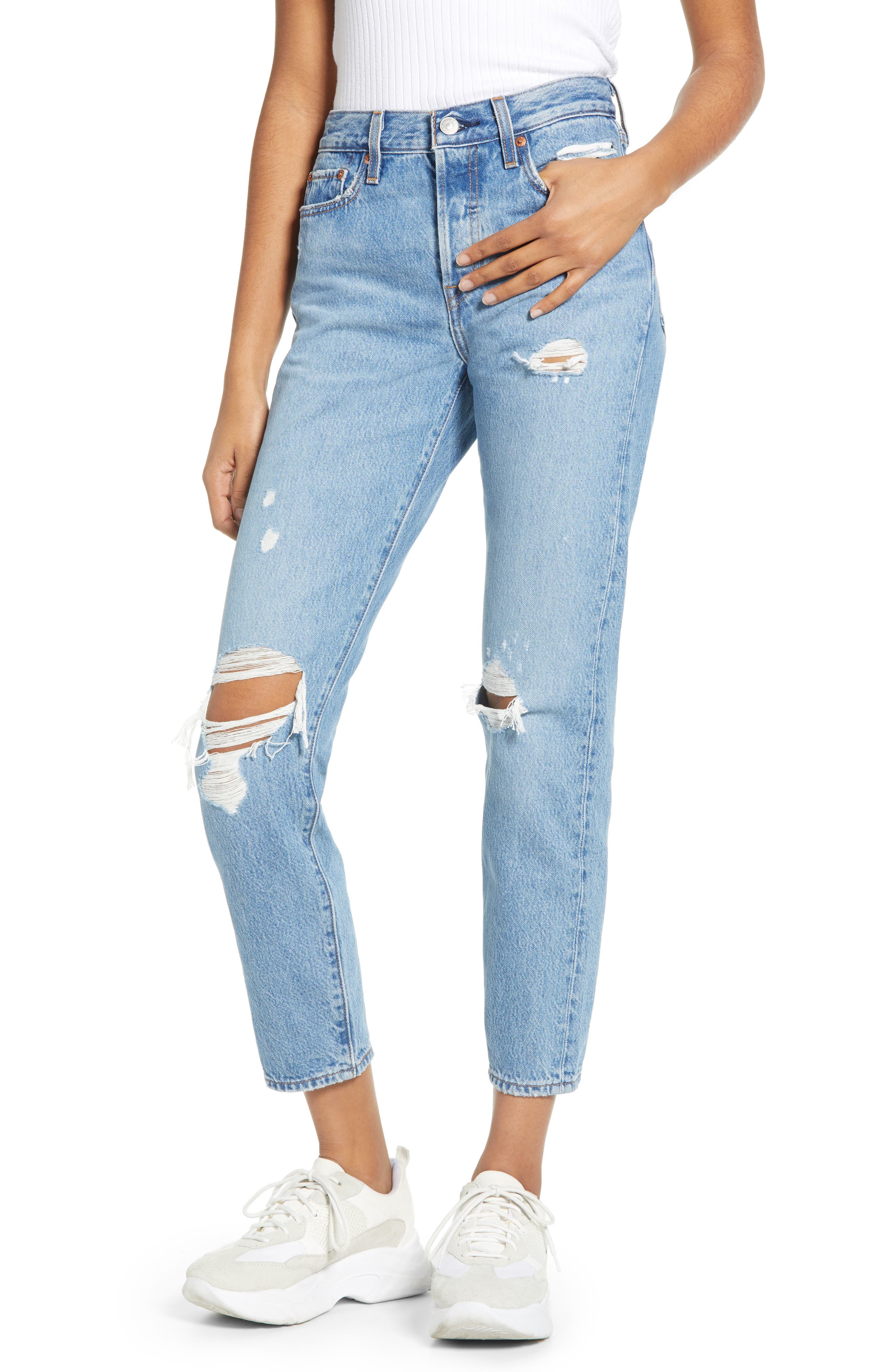 wide leg ripped jeans womens