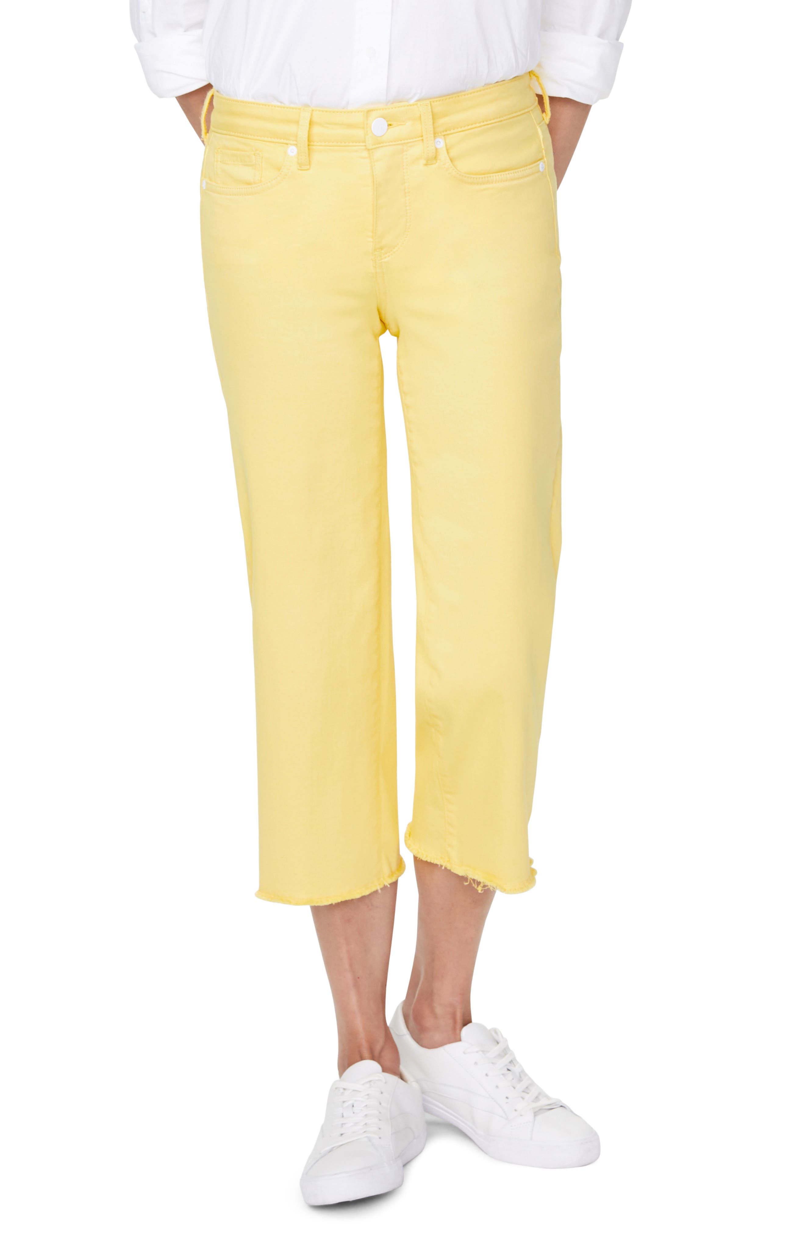 yellow cropped jeans
