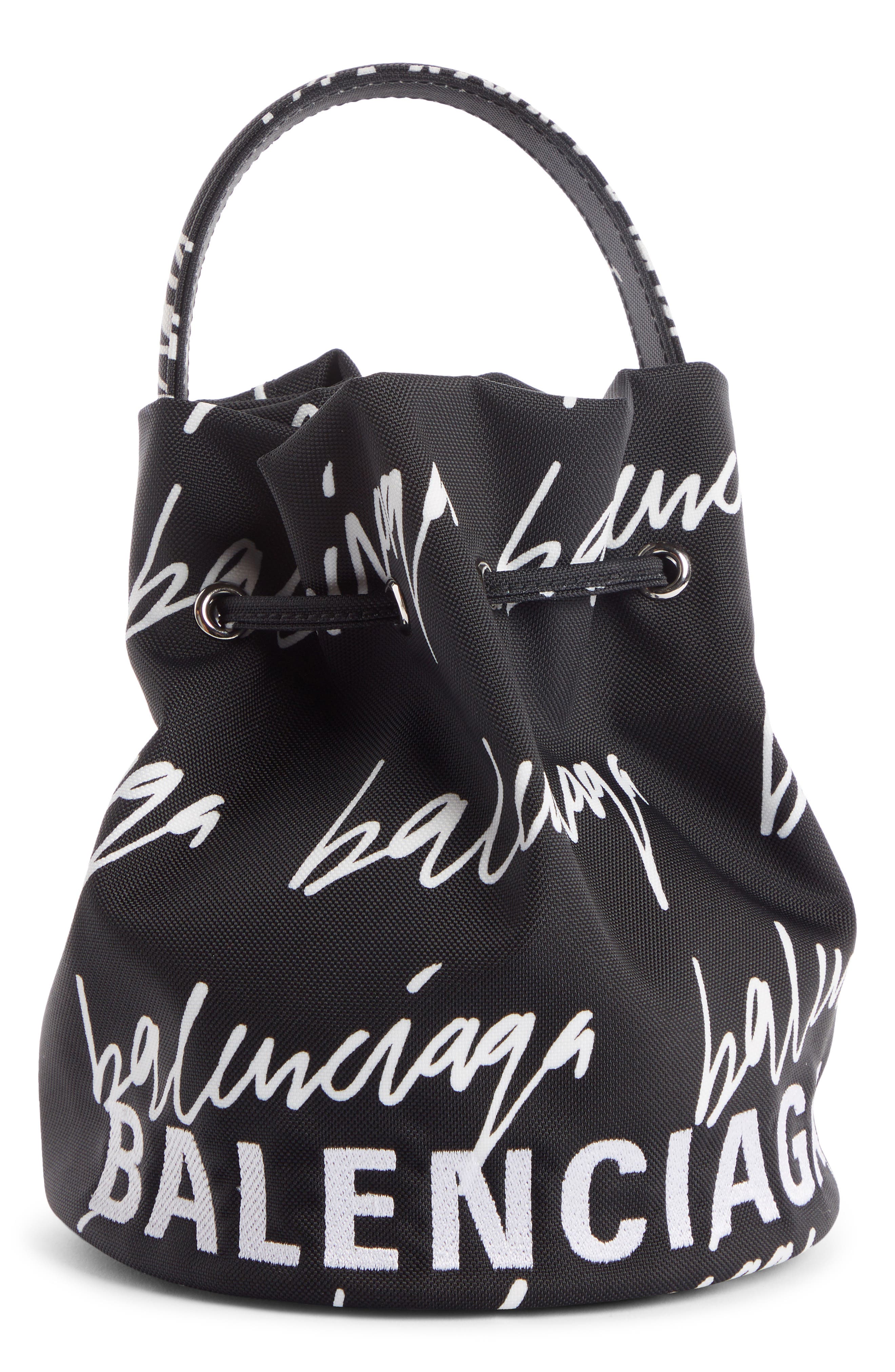 black balenciaga with white writing