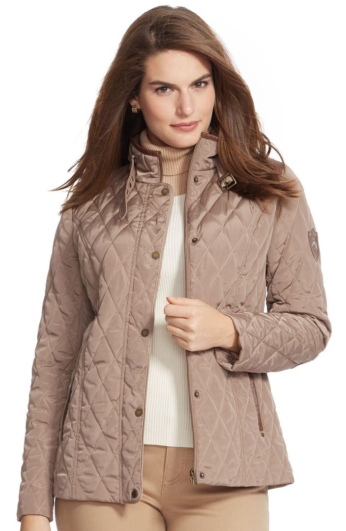 Lauren Ralph Lauren Faux Leather Trim Quilted Jacket (Plus Size ...