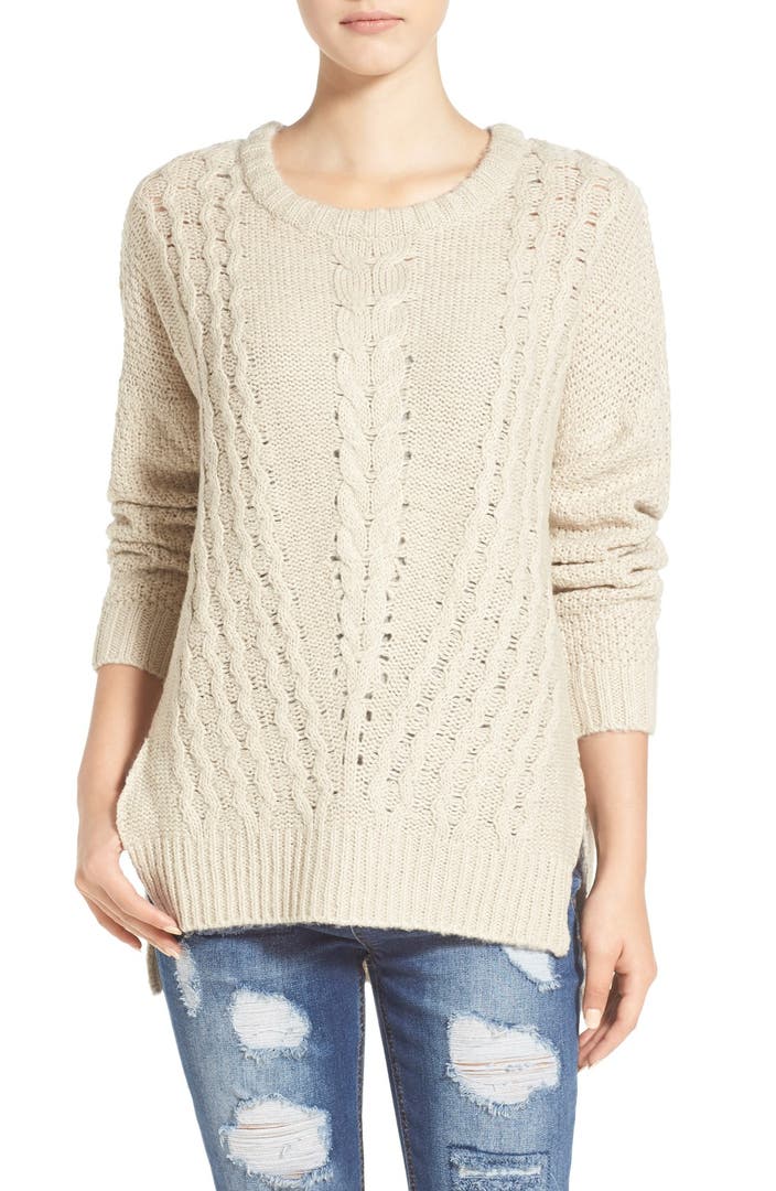 Cotton Emporium Cable Front Sweater | Nordstrom