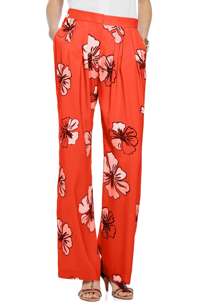 Vince Camuto 'Hibiscus Blooms' Floral Print Woven Pants | Nordstrom