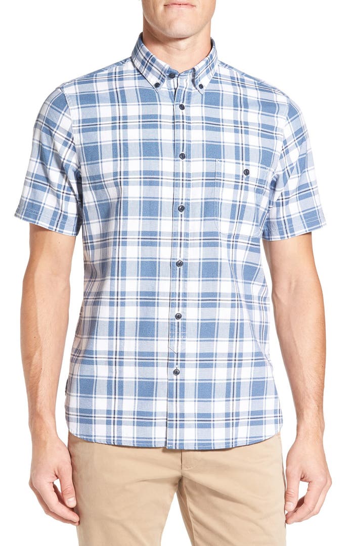Nordstrom Men's Shop Regular Fit Short Sleeve Plaid Sport Shirt | Nordstrom