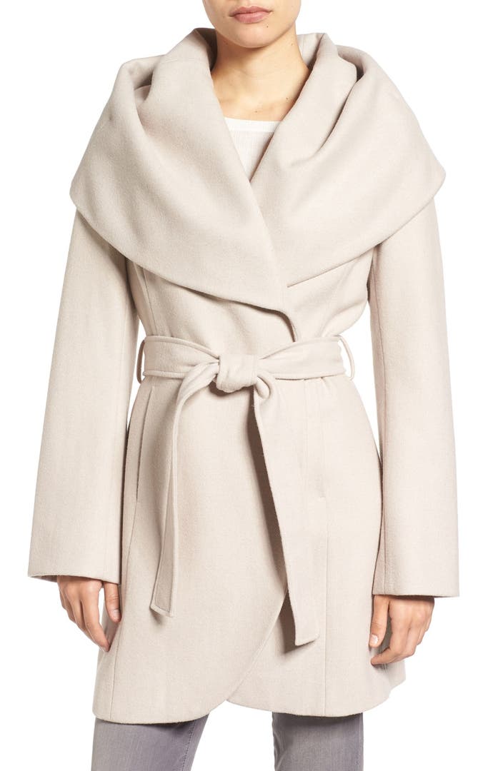 T Tahari Wool Blend Belted Wrap Coat | Nordstrom