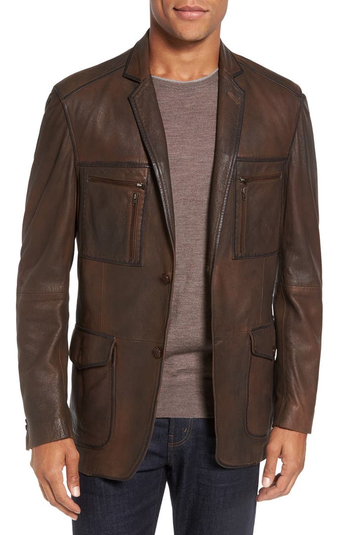 Flynt Distressed Leather Sport Coat | Nordstrom
