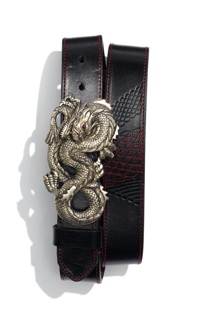 Robert Graham 'Simmons' Dragon Buckle Leather Belt | Nordstrom