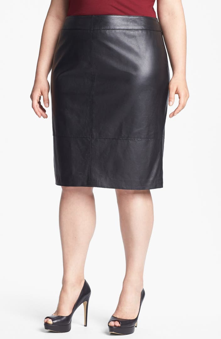 Sejour Leather Pencil Skirt (Plus Size) | Nordstrom