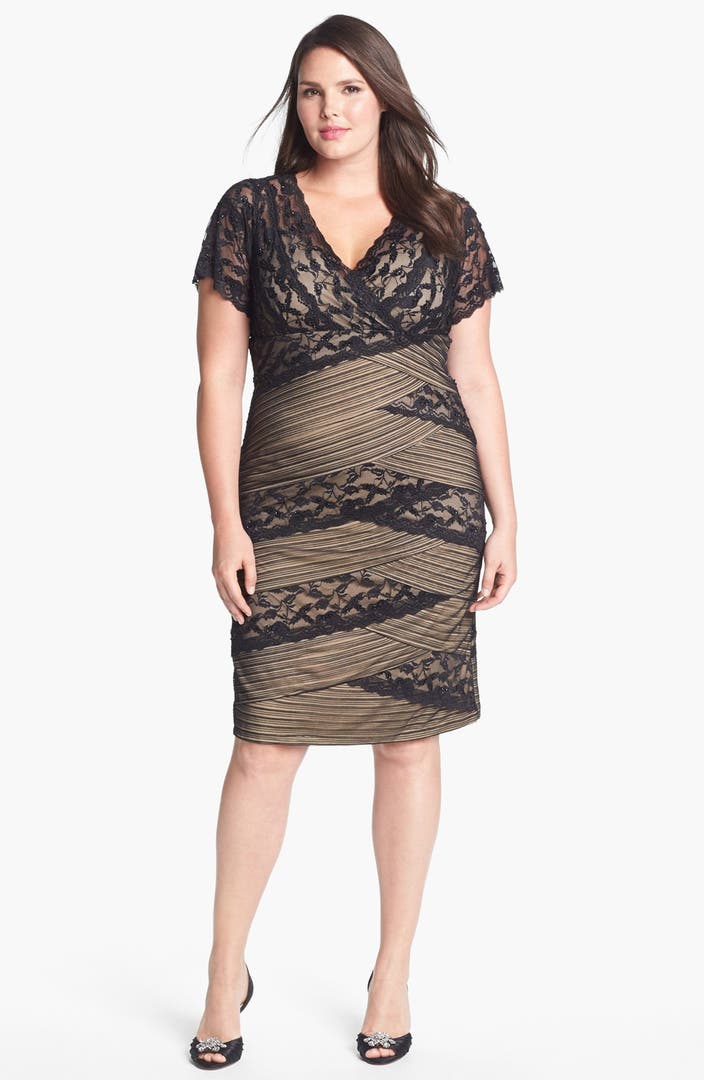 MARINA Mixed Lace Sheath Dress (Plus Size) | Nordstrom