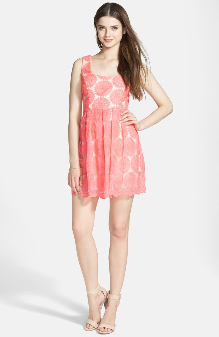 Trixxi Embroidered Fit & Flare Dress (Juniors) | Nordstrom