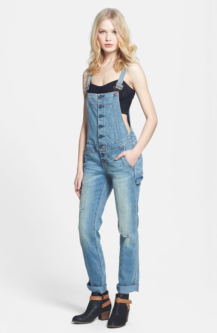 Free People Button Front Denim Overalls | Nordstrom