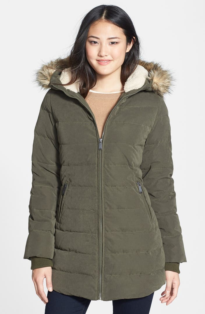 DKNY Faux Fur Trim Down & Feather Anorak | Nordstrom