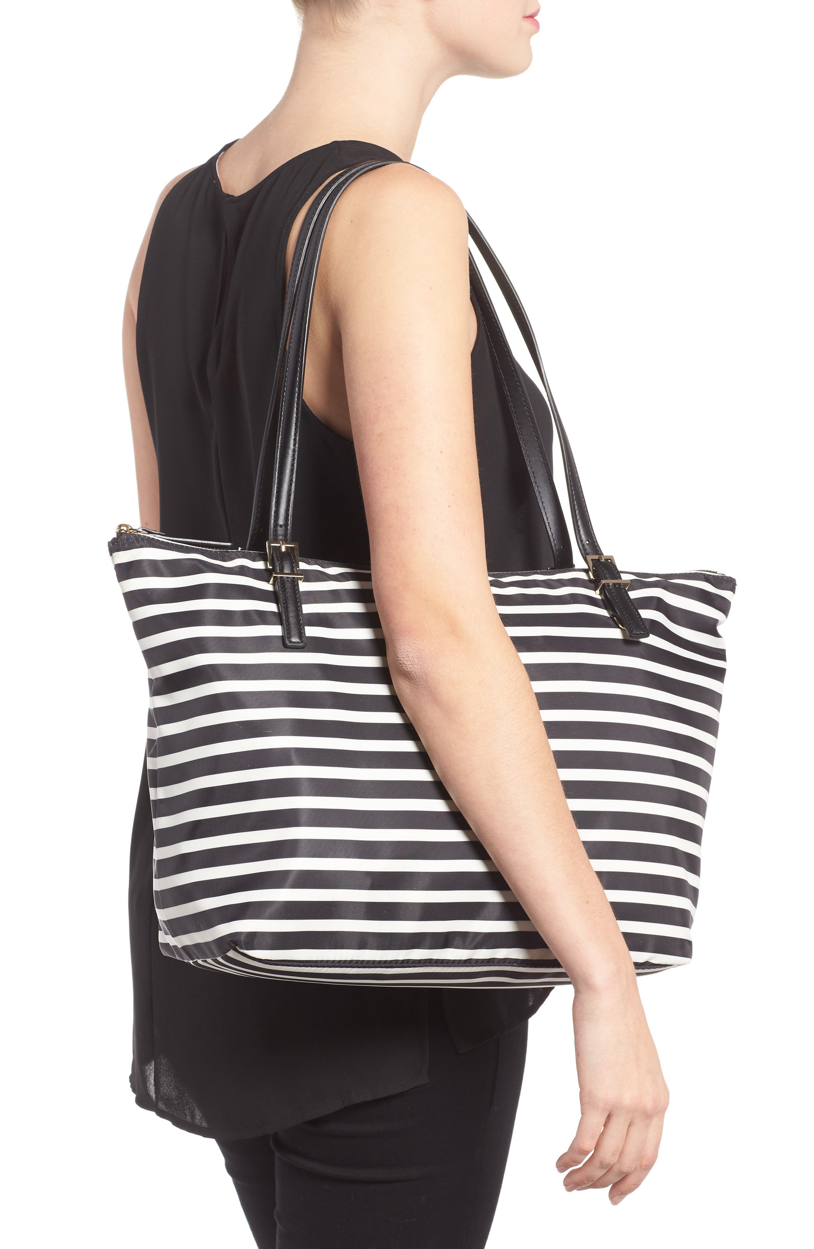 KATE SPADE WATSON LANE SMALL MAYA NYLON TOTE - BLACK, BLACK/CLOTTED ...