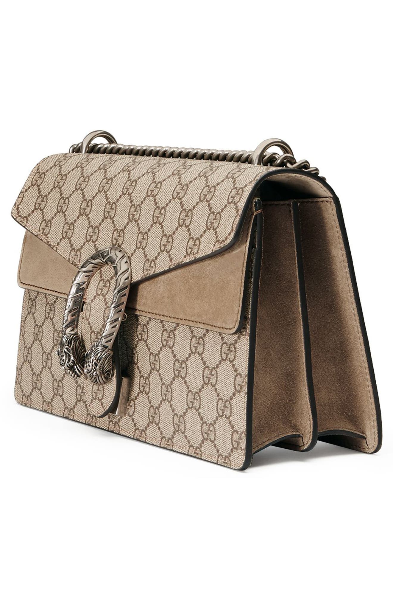 GUCCI SMALL DIONYSUS GG SUPREME CANVAS & SUEDE SHOULDER BAG - BEIGE, TAUPE | ModeSens