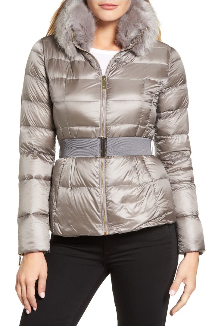Ted Baker London Puffer Jacket with Faux Fur Collar | Nordstrom