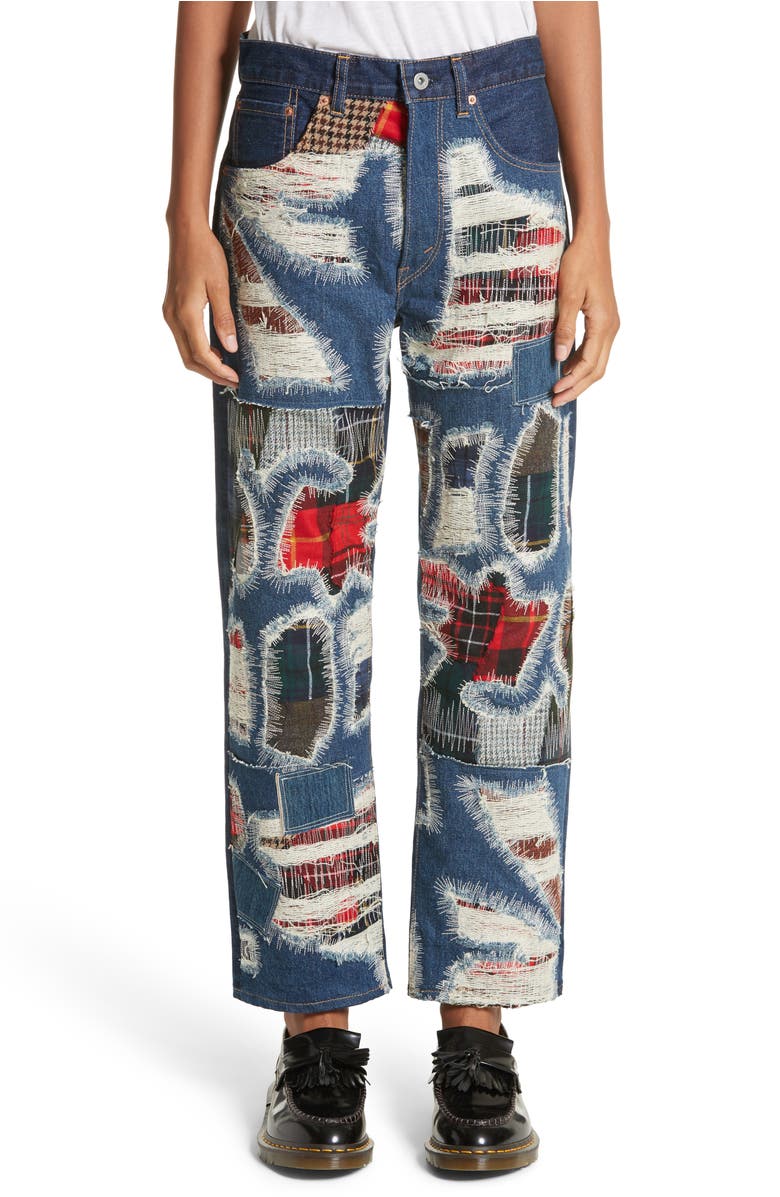 Junya Watanabe Distressed Patch Jeans | Nordstrom