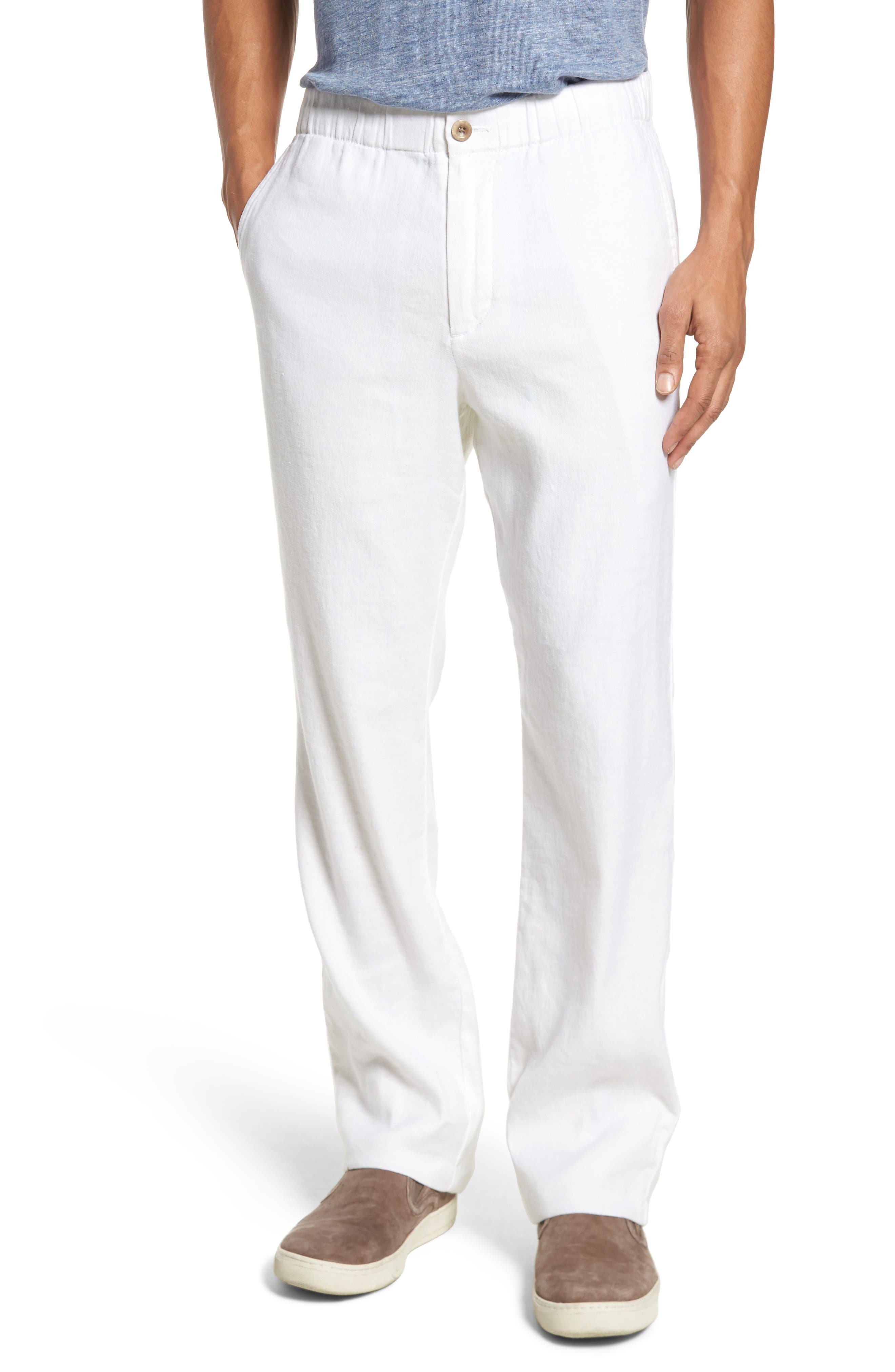 mens white linen cargo pants