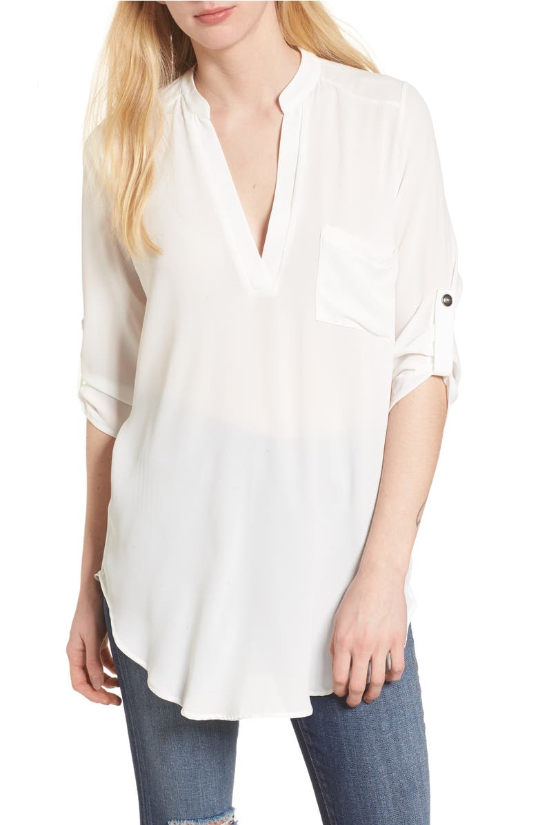 Perfect Roll Tab Sleeve Tunic,
                        Main,
                        color, Ivory