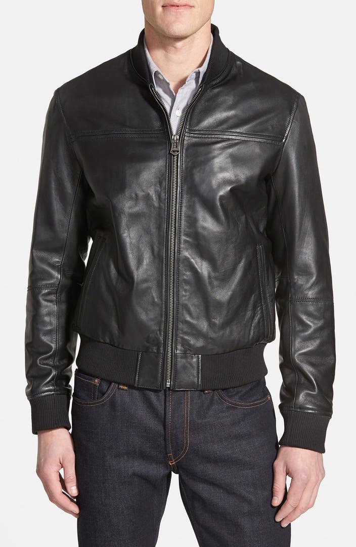 Cole Haan Leather Varsity Jacket | Nordstrom